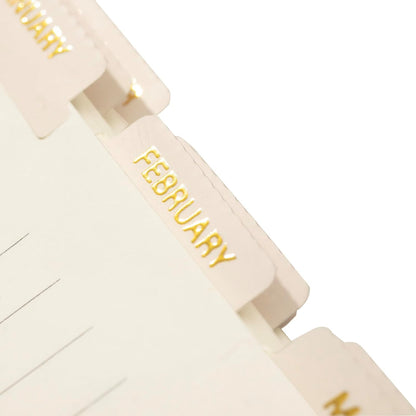 Lumintutu Laminated Planner Monthly Stickers,40 Adhesive Plan Tabs for Notebooks (2 Sets 12 Month Tabs and 16 Blank Tabs), Calendar Monthly Divider Set (Cappuccino)