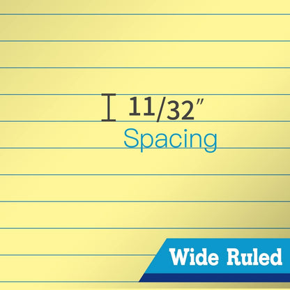 6 Pack Legal Note Pads Wide Ruled 8.5" x 11" Writing Pads (50 Sheets/Pad) White Recycled Paper Micro-Perforated Notepad Hard Back Notepads for Office & School Supplies - Made in USA