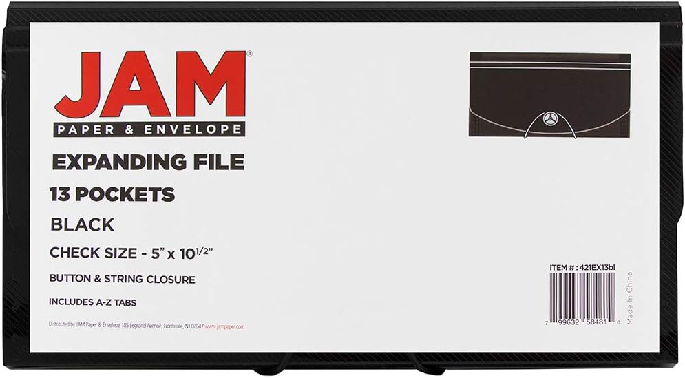 JAM Paper Accordion Folders - 13 Pocket Plastic Expanding File - Legal Size - 10 x 15 - Red - Sold Individually