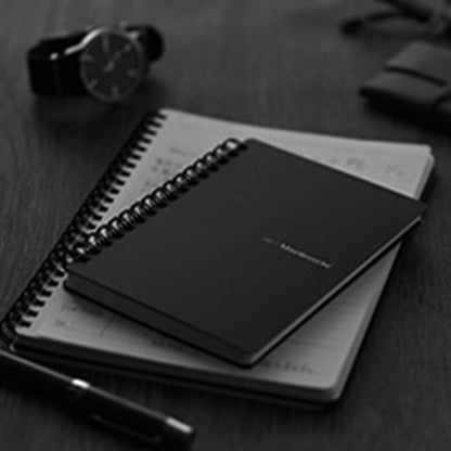 Maruman Mnemosyne Lined Notebook- A4, 11.69" x 9.25", 70 Sheets / 140 Pages, 7mm College Ruled Journal, Perforated Pages & Wire-Bound to Lay Flat, Black, Made in Japan