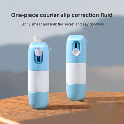 Blue Thermal Paper Correction Fluid with Unboxing Knife,Whiteout Liquid,Portable Information Anti-Leakage Protection Correction Fluid,2 in 1 Privacy Protection Artifact for Package Labels Bills