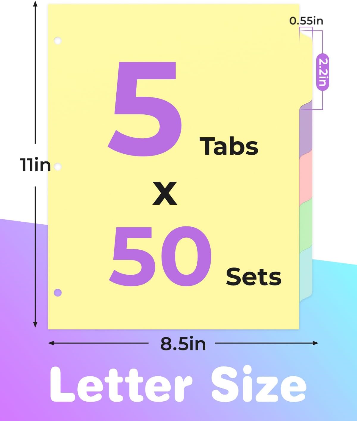 Dynta Binder Dividers for 3 Ring Binder 30 Sets, 1/5 Cut Tabs, Letter Size, White Binder Dividers Blank for School, Office and Home