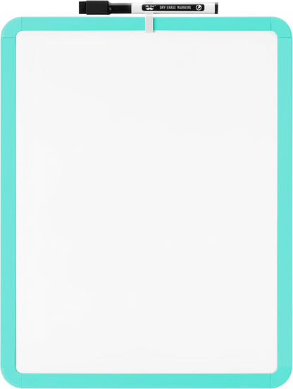 Mr. Pen- Dry Erase Board, 14” x 11” with a Black Dry Erase Marker, White Frame, Small Mini White Board for Students, Fridge, Wall, Locker, Includes Double Sided Tapes