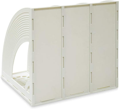 SAYEEC Magazine File Holder Folder Storage Desktop 4 Compartment Standing Hollow Green Files Bookshelf Organizer Box Office Racks Displays Holds Notebooks Documents for School Working Students
