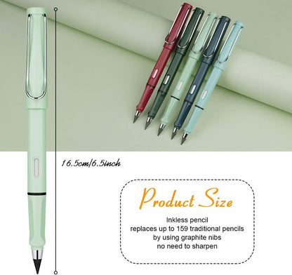 Ainiv Inkless Pencil with Eraser - 5 Sets Infinity Pencil, Reusable with Extra 5 Eraser & 5 Replaceable Nibs for Home, Office & School Writing, Drawing
