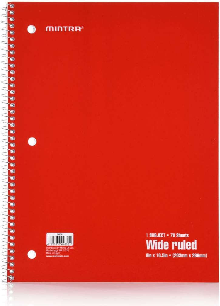 Mintra Office Spiral Notebooks, Wirebound, Journals for School, Work, Business, Aesthetic Stationery, Writing Pads, Teacher & Student Supplies (6, Pastel, College)