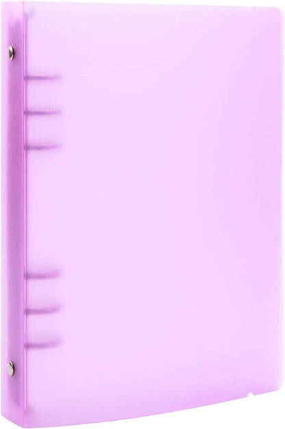 A4 4-Holes Round Ring View Binders Plastic Cover, Refillable Notebook Journal Binder File Folder, Loose Leaf Sheet Protector/DIY Scrapbooking/Binder Cover Protector (Purple)