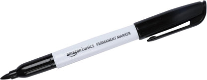 Amazon Basics Fine Tip Permanent Markers for Writing, Drawing, Quick Drying, Office, School, and Home Use, Black, 24 Pack