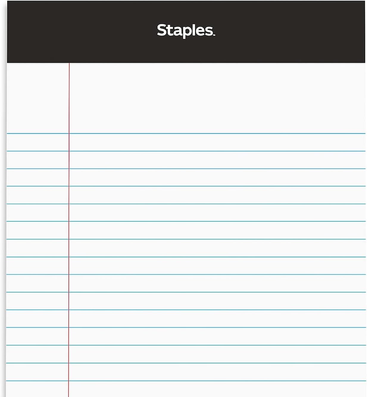 STAPLES Notepads, 5” x 8”, Narrow Ruled, White, 50 Sheets/Pad, 12‑Pack