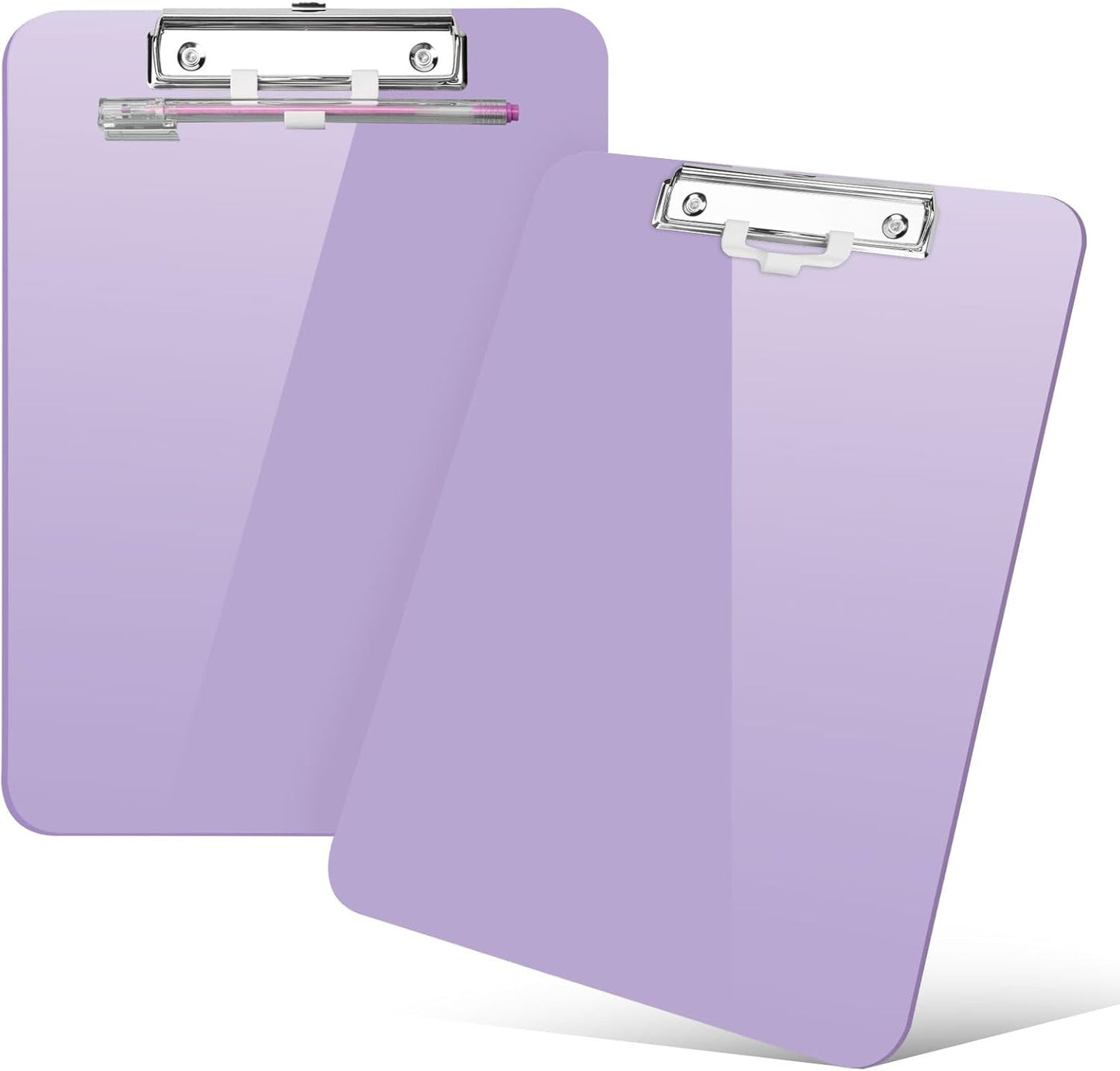 SFLHHDM 1 Pcs Clear Glitter Clipboards, Plastic Clipboard with Pen Holder, Size 8.85 x 12.4 in Shiny Clipboards with Low Profile Clip, Cute Hanging Clipboard for Office School Sparkly Clip Board-Pink