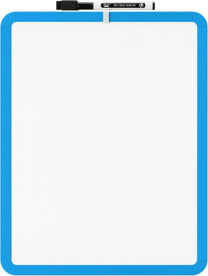 Mr. Pen- Dry Erase Board, 14” x 11” with a Black Dry Erase Marker, White Frame, Small Mini White Board for Students, Fridge, Wall, Locker, Includes Double Sided Tapes