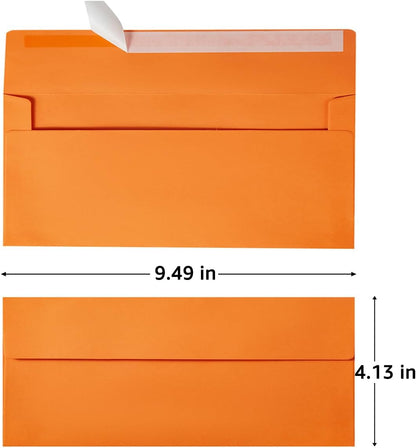 100 Pack Colorful #10 Business Envelopes Self Seal Standard Envelopes for Office Checks, Business, Letter Mailing Invoices, 4.13 x 9.49 Inches (Brown)