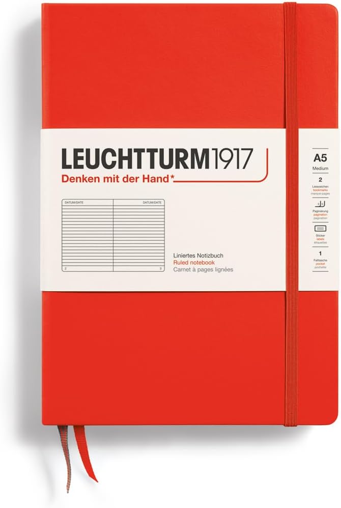 LEUCHTTURM1917 - Notebook Hardcover Medium A5-251 Numbered Pages for Writing and Journaling (Navy, Ruled)