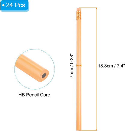 PATIKIL Round Pencils, 24 Pcs Triangle HB Graphite Pencil Wooden Pencils with Eraser for Classroom Office Writing Drawing Supplies, White