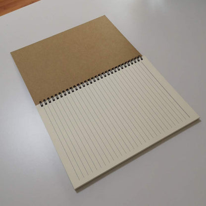 YUREE Spiral Notebook/Spiral Journal Lined, B5 Hard Kraft Cover Wire Bound Notebook Ruled, 70 Sheets (140 Pages), 10.5" x 7.3", Brown