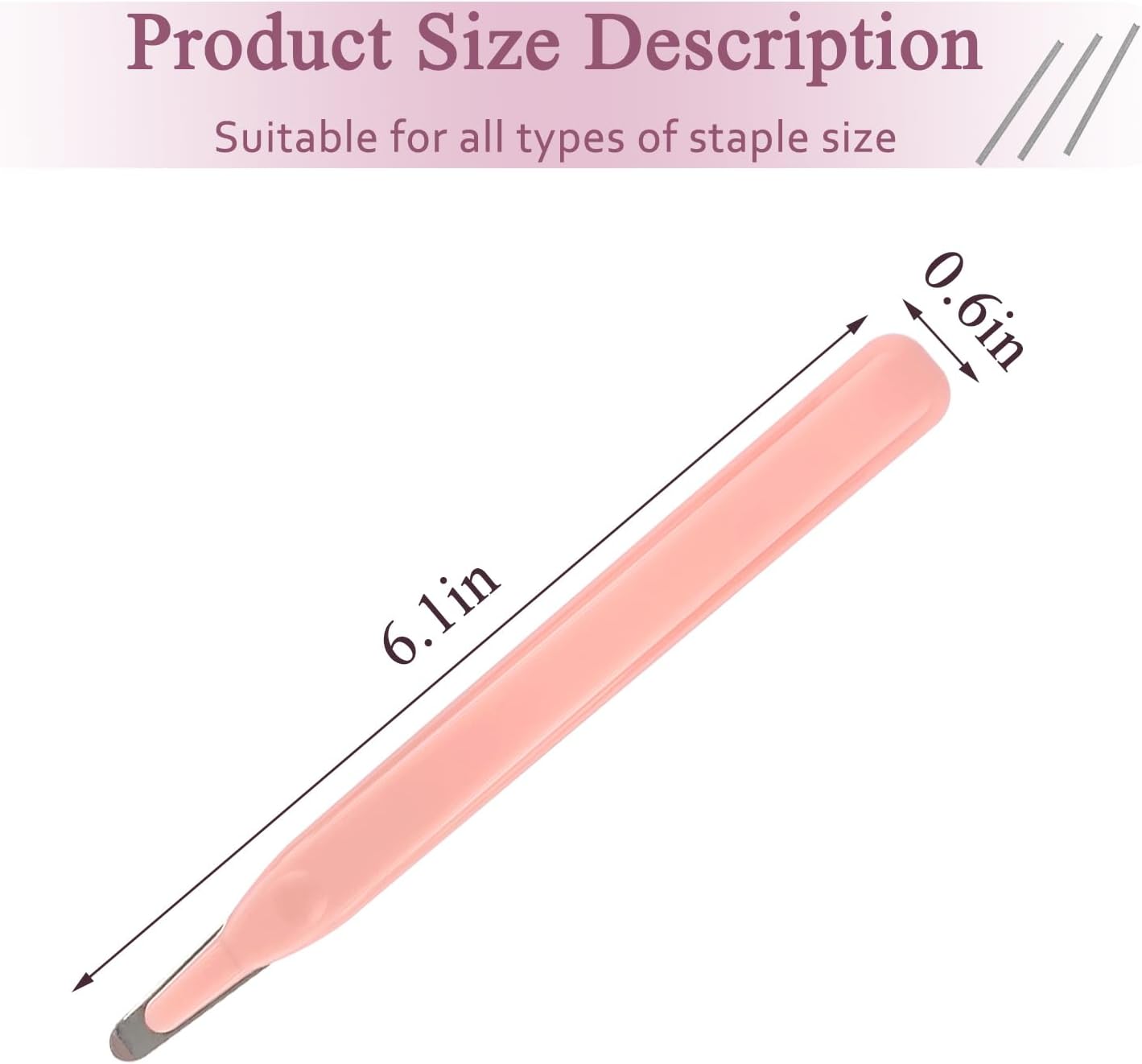 Professional Staple Remover Tool, Magnetic Tip Design Facilitates Collection of Staples, Staple Remover Stick for Home, School, and Office, Purple