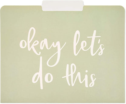 Paper Junkie Decorative File Folders, Letter Size for Women, Cute Earth Tone Aesthetic Office Supplies with Inspirational Sayings, 1/3 Cut Tabs (11.5 x 9.5 Inches) - Pack of 12 - Cute File Folders