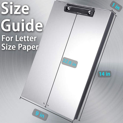ROCOFF Metal Clipboard with Storage - Letter Size Aluminum Clipboards, Low Profile Clip Box Heavy Duty, Great for Office Jobsite or Classroom, Medical System, Law Enforcement, Single Compartment