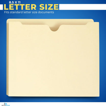 1InTheOffice File Jacket Folders, Manila, Letter Size, Reinforced Straight-Cut Tab, 1" Expansion, 50 Pack