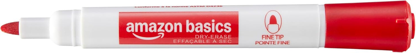Amazon Basics Low-Odor Dry Erase Whiteboard Markers, Fine Tip, Quick-Dry, Black, 36-Pack