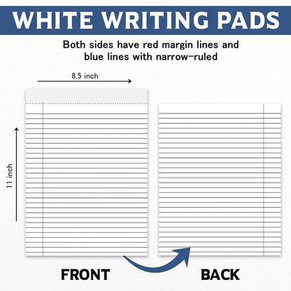 Legal Notepads 8.5 x 11, Perforated Wide Ruled Writing Pad, White Note Pads 8.5 x 11 In Notepads White Lined Paper 50 Sheets Per Writing Pad, Made in the USA ((1 Pack))