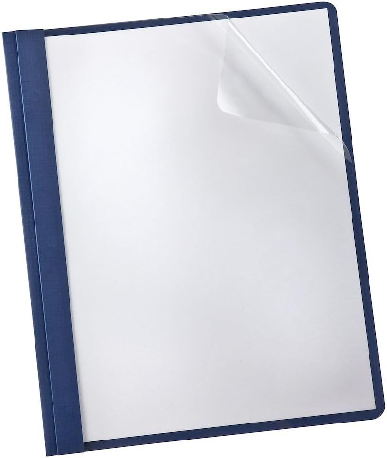Oxford Linen Report Covers, Clear Front, Letter Size Folder with Prongs, for Presentation at School or Office, Black, 5 per Pack (50406)