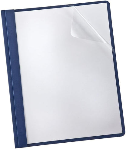 Oxford Linen Report Covers, Clear Front, Letter Size Folder with Prongs, for Presentation at School or Office, Black, 5 per Pack (50406)