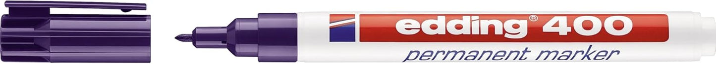 edding 400 Permanent Marker - Violet - 1 Pen - fine Round tip 1 mm - Waterproof, Quick-Drying, Smear-Proof pens - for Cardboard, Plastic, Wood, Metal, Glass and Fabric