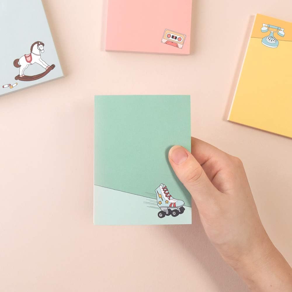 Monolike Memopad Memories design B SET - 4 Packs, 4 Different Designs, 100 Sheets Per Pad, Total 400 Sheets, Note pads, Writing pads, 3.15 x 4.17 Inches
