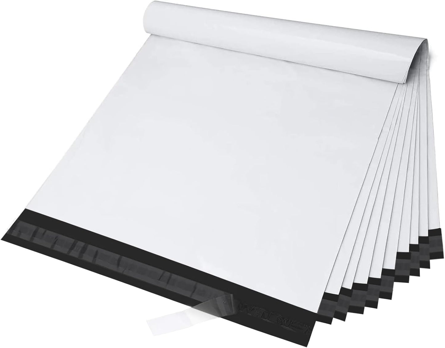 Fuxury Poly Mailers 10x13 Inch 100 Pack,Shipping Bags for Clothing,Strong Adhesive Mailing Envelopes,Heavy Duty Self Seal Plastic Postal Return Package Bags for Books Accessories Business,White