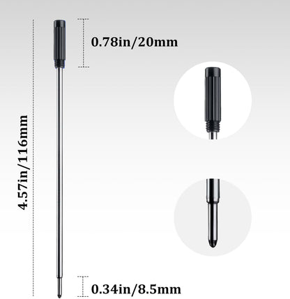 Black Ink Refills (10pcs), Replaceable Pens Refills, 1mm Medium Tip - Black