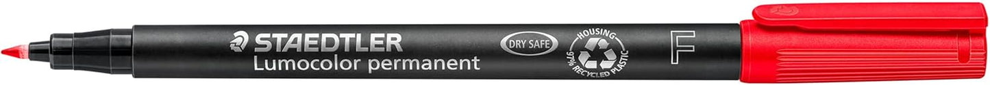 STAEDTLER Lumocolor Permanent Pen 317 Medium 1.0mm Line - Assorted Colours (Pack of 8) (317 WP8 ST), pack of 8