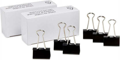 Amazon Basics Sturdy Binder Clips, Office Supplies, Small 0.75 in, Document Organizing, School Supplies, Black, 144 Count