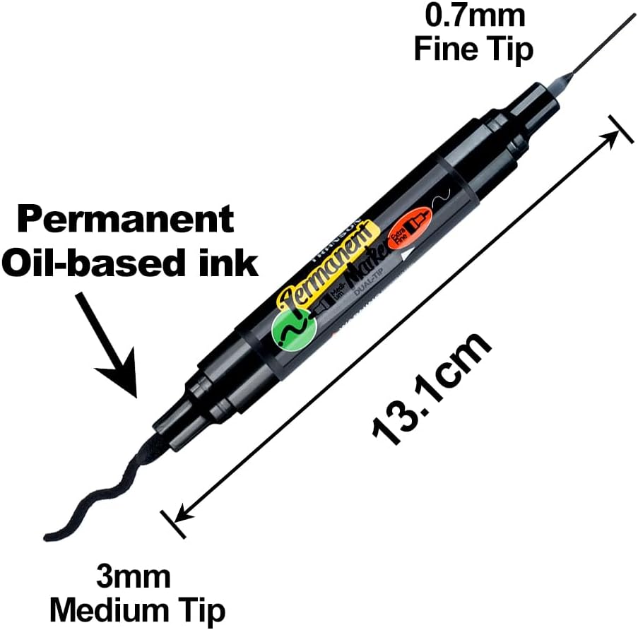 TRANSON Black and White Bold Tip and Extra Fine Tip Paint Markers Waterproof Oil Paint pen