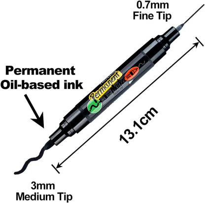 TRANSON Black and White Bold Tip and Extra Fine Tip Paint Markers Waterproof Oil Paint pen