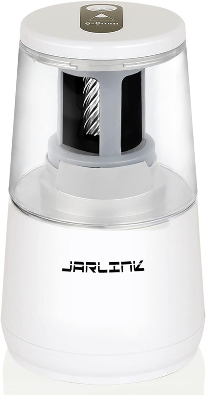 JARLINK Electric Pencil Sharpener, Heavy-Duty Helical Blade to Fast Sharpen, Auto Stop for No.2/Colored Pencils(6-8mm), AC Adapter/Battery Operated in School Classroom/Office/Home (Black)