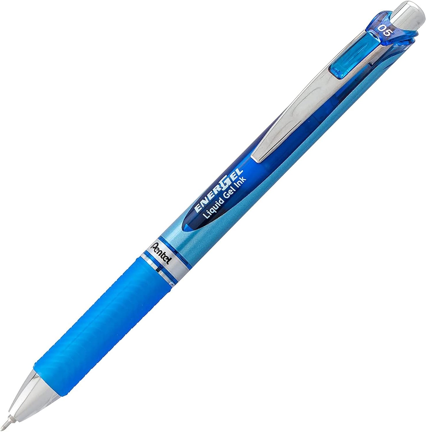 Pentel Energel 0.5 mm Rtx Retractable, 12 Pack of 6 Black & 6 Blue Ink Pens Needle Tip, Pens 0.5 mm Fine Point