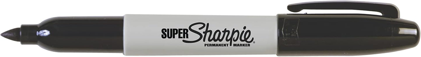 Sharpie Super Permanent Markers, Fine Point, Black, 12 Count - Quick Drying, For Classroom, Poster Boards, Office, Home, Teacher Supplies