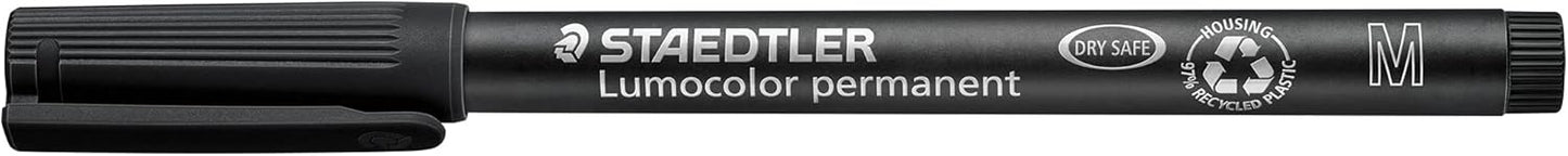 Staedtler 318-WP4 Lumocolor Permanent Universal Pens, Fine Point, 0.6mm, Assorted, 4 per Set
