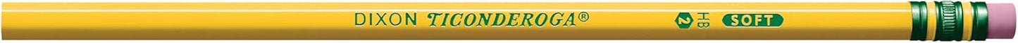 Ticonderoga Wood-Cased Pencils, Pre-Sharpened, 2 HB Soft, Yellow, 12 Count