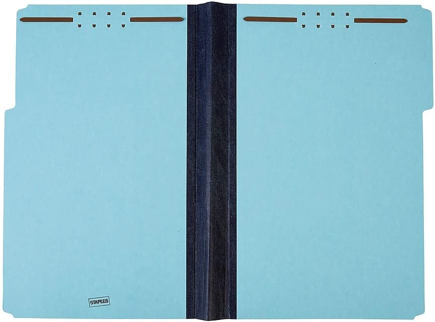Staples Pressboard Classification Folder, Legal Size, Blue, Reinforced Durable Construction, 25/Box