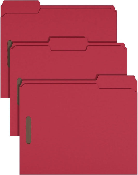 Staples Reinforced Classification Folder, 3/4″ Expansion, Letter Size, Red Pressboard, Durable Construction, 50/Pack