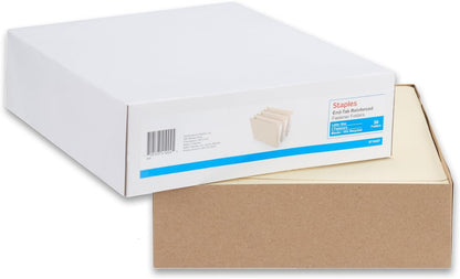 Staples Reinforced File Folder with Fasteners, Letter Size, Manila, Durable Paper Stock, 50/Pack