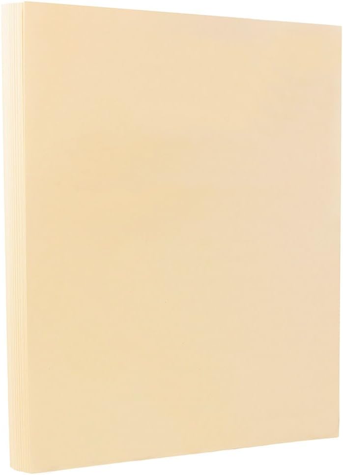 JAM PAPER Vellum Bristol 65lb Cardstock - 8.5 x 11 Coverstock - 147 gsm - Cream - 50 Sheets/Pack