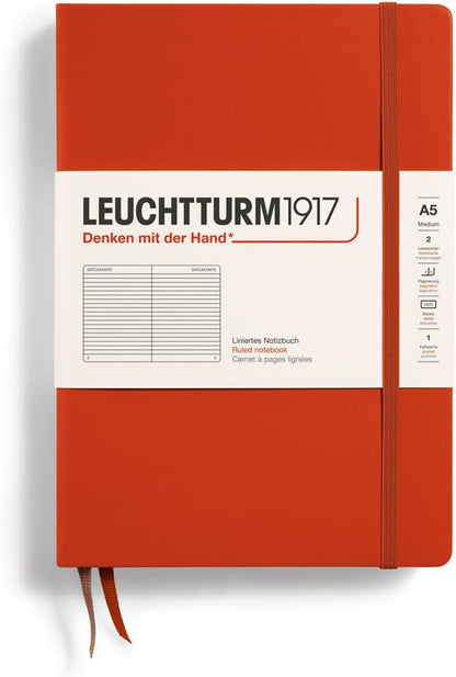 LEUCHTTURM1917 - Notebook Hardcover Medium A5-251 Numbered Pages for Writing and Journaling (Navy, Ruled)