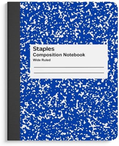 STAPLES Composition Notebook, 9.75” x 7.5”, Wide Ruled, 100 Sheets, Green Cover