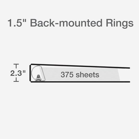 Oxford 3 Ring Binders, Binders for School and Office, 1.5 inch, Slant D Rings, 375 Sheet Capacity, ClearVue Presentation, Non-Stick, PVC-Free, Assorted Pastel Colors, 4-Pack (1002482)
