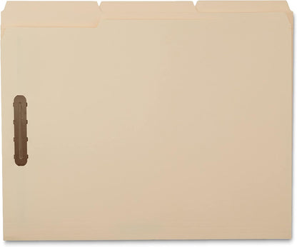 Amazon Basics Manila File Folders with Fasteners, 1/3 Cut Reinforced Tab, Letter Size, Expandable, Document Organizer, Beige, 50-Pack