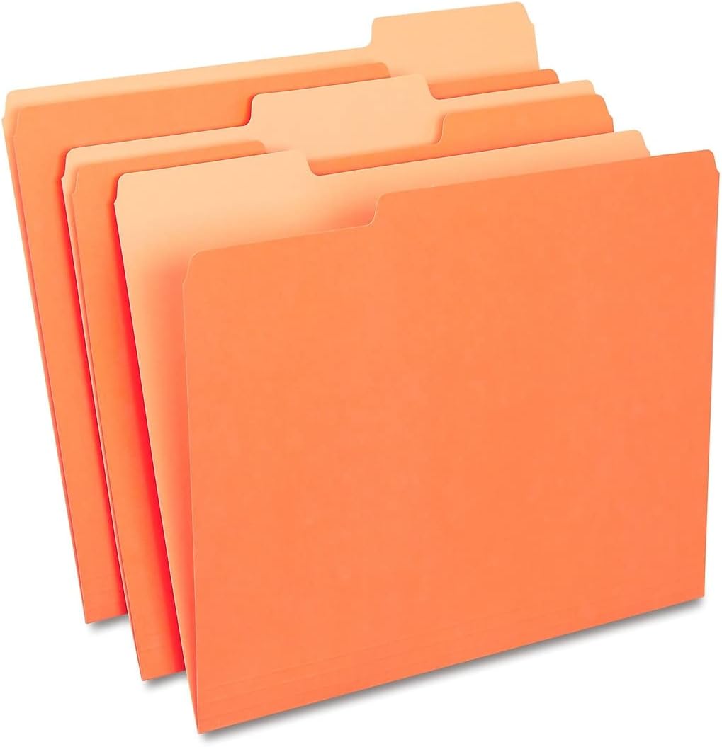 Staples File Folders, Letter Size, 1/3‑Cut Tabs, Purple, Durable 10.5‑Point Paper Stock, 100/Pack
