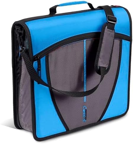 Case-it Mighty Zip Tab School Zipper Binder | 3-Inch O-Rings, 600-Sheet Capacity, 5-Subject Expanding File Folder, Multiple Pockets & Storage Organizer, Shoulder Strap | D-146 Jet Black
